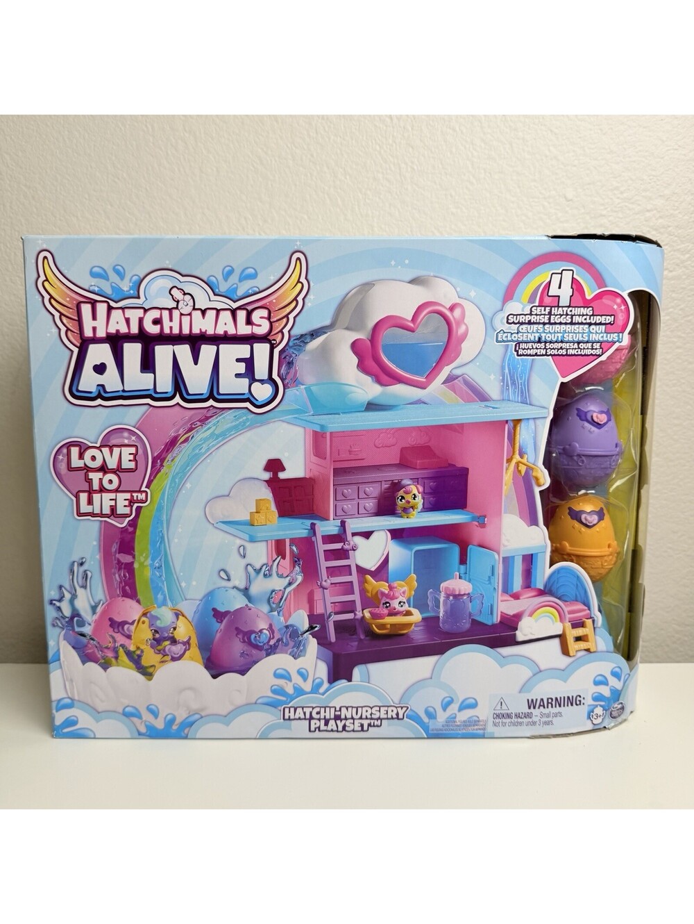 Hatchimals Alive, Hatchi-Nursery Playset with 4 Mini Figures in Eggs. New